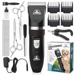 Pet Union Professional Dog Grooming Kit - Rechargeable, Cordless Pet Grooming Clippers & Dog Grooming Accessories, Low Noise & Suitable Dog Clippers, Cat Clippers and for Other Pets (Black)