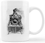 GICHUGI Train Mug Cup - Train Gifts for Men Boys, Gifts for Train Lovers Enthusiast Fans Conductor Workers, Train Collector Gifts, Vintage Train Locomotive 11 oz. Ceramic Coffee Mug