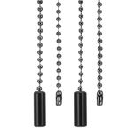 PATIKIL 1M 3.3ft Ceiling Fan Pull Chain, 2 Pcs Beaded Pulls Cord Extender Cylinder Pendant for Fan Light Chandelier Table Lamp Pulling Switch, Black