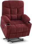 Tami Tami Dual Motor Power Lift Chair Recliner for Elderly with Massage and Heat, Infinite Position Electric Lift Recliner with USB A&C, Cup Holders (T6012 - Linen Fabric, Burgundy, Oversized)