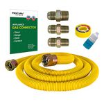 PROCURU 5/8" OD x 72" (6Ft) Universal Gas Flex Connector Kit, Weatherproof Stainless Steel Pipe, SafeGuard Yellow Coated, for Stove, Range, Furnace (Green Series)