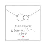 Sterling Silver Two Interlocking Circles Necklace, Aunt and Niece Necklace, The Love Between and Aunt and Niece is Forever, Aunt Birthday Gift Necklace