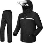 iCreek Rain Suit Jacket & Trouser Suit Raincoat Unisex Outdoor Waterproof Anti-Storm, Black, 5X