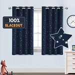 PrinceDeco Blackout Kids Curtains for Bedroom Thermal Insulated Silver Twinkle Star Curtains for Boys Antique Grommet Top Window Treatment 2 Panels Drapes for Nursery (52" W x 54" L, Navy/Silver)