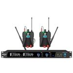 D Debra Audio PRO Mono ER-202 UHF Dual Channel Wireless in Ear Monitor System with Monitoring Type for Stage, Receiver for Studio, Band Performance, Live Performance (2 Bodypack with Transmitter)