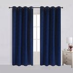 Cherry Home Set of 2 Velvet Flannel Blackout Curtains Panel Drapes Grommet Draperies Eyelet 52Wx96L inch Navy Royal Blue(2 Panels) Theater| Bedroom| Living Room| Hotel