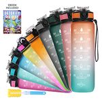 SOLARA 1L Tritan Water Bottle with Motivational Time Marker, Sipper Bottle for Adults, Water bottle for Gym, Office| Mobile app with Drinking water reminder | Orange Teal | 1 Litre