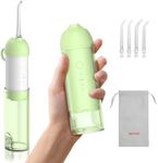 BESTEK Water Dental Flosser Teeth Pick: Cordless Portable Oral Irrigator with 4 Jet Tips, Rechargeable IPX7 Waterproof Water Flosser for Teeth, Gums, Braces Care and Travel - Green