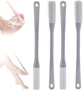 Toe Cleaning Brush, 15.7" Foot Scrubber with Long Handle Silicone Toe Gap Cleaner, Soft Rubber Brush Exfoliating Foot Scrubber for Shower - Seniors, Men and Women (Grey, 2 Set)