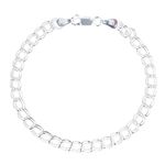 PORI JEWELERS 925 Sterling Silver Italian Charm Link Chain Bracelet for Men and Women, M, Metal