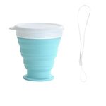 TASKHOUSE Collapsible Outdoor Travel Cup Silicone Folding Water Cups with Lids Reusable Drinking Glasses hot Cups Mug 200ml Pack of 1 (Blue)