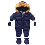 WAOWAO Baby Winter Snowsuit Clothes Outwear Coat Romper Jumpsuit Hooded Footie Boys Girls (Navy, 18-24 Months)