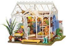 ROBOTIME DIY Miniature House Kit Garden House | Wooden Dollhouse Model Building Kit with LED for Adults and Children | Holiday Birthday Gift