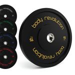 Body Revolution Olympic Bumper Plates - Rubber Coated Barbell Weight Plates - Strength Training Weight Lifting Equipment - Range from 5kg - 25kg