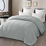 Exclusivo Mezcla 7.5 Tog Double Size Down Alternative Duvet Quilted Duvet Insert with Corner Tabs for All Seasons - Breathable, Lightweight and Machine Washable (200x200CM, Light Grey)