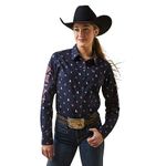 ARIAT Women's Wrinkle Resist Team Kirby Stretch Shirt, Western Love Print, Large