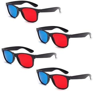 4 Pcs Red and Blue 3D Glasses Universal TV Movie Dimensional Video Frame 3D Glasses DVD Game Glass 3D Style Glasses for 3D Movies Games, 3D Viewing Glasses, Light Simple Design