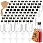 Aweyka 72 Pack Mini Liquor Bottles, Empty Plastic Spirit Bottles with Black Cap,30ml/1oz Mini Alcohol Bottles with 10 Funnels, 72 Tag and Ropes, Miniature Bottles for Weddings,Party Favors