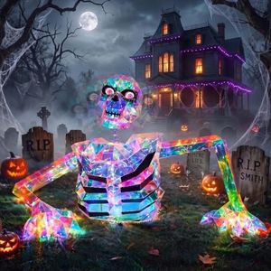 Dynamic Eye Skeleton Halloween LED Light, Colorful Refraction Light up Outdoor Decorations, Prismatic Iridescent Halloween Decor for Yard Lawn Indoor Party