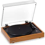 Electrohome Montrose Vinyl Record Player 2-Speed Belt-Drive Turntable, with Audio-Technica Stylus, Speed Control Motor, Built-in Preamp, Wood Plinth, Anti-resonant Platter, Auto-Stop (RR35)