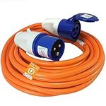 Xtremeauto 10M Extension Lead - Heavy Duty Caravan Hook Up Cable, 240V 16amp Cable Lead Camping Extension Lead High Vis Orange Mains Power Lead Cable - Perfect For Campervan & Motorhome (10M)