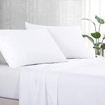 Luxton White Sheet Set King Size 1000TC Premium Soft Microfibre Solid Plain Color - 3PCS Fully Fitted 40cm Deep Pocket Bed Sheet Set (White, King)