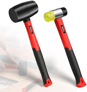 SHALL 2-Piece Rubber Mallet Hammer Set, 16oz Rubber Hammer Mallet & 40mm Double-Faced Soft Mallet, Shockproof Fiberglass Handle with Cushion Grip, Damage-Free to Flooring, Tile, Crafts and Wood Work