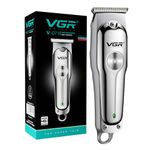 VGR V-071 Cordless Professional Hair Trimmer for Men & Salon | 120 Minutes Runtime with Turbo Mode, Type-C USB Support, 1 Year Brand Warranty (Silver)