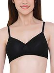 Clovia Women's Net Wire Free Non-Wired T Shirt Bra (BR1480P1334C_Black_34c)