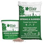 Elixir Gardens Spring & Summer 9-7-7 | Treats 570 sq.m | Granular Lawn Fertiliser/Turf & Grass Feed/Food | 20kg Bag