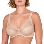 DELIMIRA Women's Plus Size Full Coverage Underwire Unlined Minimizer Lace Bra Beige 34F