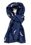 LilyRosa® Puffin Scarf Silver Grey Blue Green Turquoise Scarfs Wrap Scarves Puffins Bird Birds (Blue)