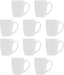 DISCOUNT PROMOS Curved Java Coffee Mug Set - 10 Pack - 12 Oz. - Stoneware Restaurant Cups - White
