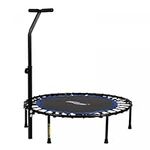 Physionics® Mini Fitness Trampoline - with Adjustable Hand Rest, 101cm/41in (Ø), Foldable, Anti-Slip Feet, Indoor/Outdoor Exercise - Aerobic Bouncer, Fitness Rebounder for Children and Adults (Blue)