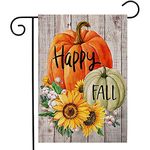 Happy Fall Garden Flag 12x18 Double Sided Pumpkin Sunflower Garden Yard Flags for Outdoor House Holiday Decoration (ONLY FLAG)