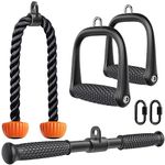 SELEWARE Cable Machine Attachments Set LAT Pulldown Attachments Cable Machine Accessories for Home Gym Weight Workout Tricep Rope Exercise D Handles Workout Handles Pull Down Bar Straight Bar