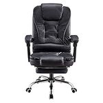 Executive Office Chair, PU leather Padded Recline, Computer PC Swivel Desk Chair with Adjustable Task Gas lift, PU leather (Black)