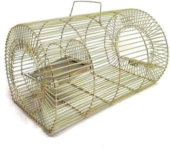 Lifekrafts Iron Rat Trap Cage – Humane Catch & Release Plank Trap. No-Kill Rodent House for Live Capture, a Friendly Pest Control Solution for All Rat Types (Size:L-30.5,W-20.5,H-17.5cm),Green Gold