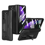 for Samsung Galaxy Z Fold 2 Case, with Glass Screen Protector Cover & Kickstand Design Z fold2 Phone Case Heavy Duty Women Men Hard Durable Armor for Galaxy Z Fold 2 5G Case (Z Fold 2, Black)