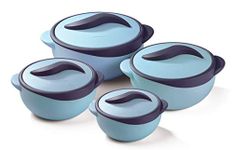 Pinnacle Parisa 4186 4Pc Round Heat Insulated Food Storage Hot Pot Casserole Set, Pastel Blue, 4