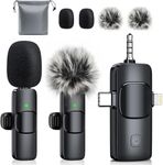 MENERESAS 3-in-1 Mini Microphone for iPhone: Wireless Lavalier Microphones for iOS/Android/Camera - Noise Reduction Lapel Mic for​​Live Stream - HiDefSound for Video Mavericks - Void Black