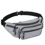 FATMUG Waist Pouch, Money Belt Pouch for Travel, Running, Jogging, Cycling, Hiking, Outdoor- Light Grey