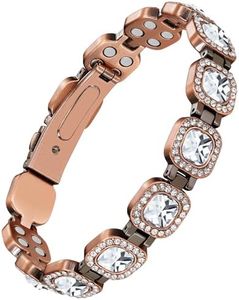 Jecanori Pure Copper Magnetic Bracelet for Women, 4X Strength Magnetic Therapy Bracelet with 3800 Gauss Neodymium Magnets, Adjustable Copper Jewelry Gift