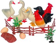 SARDAR JI TOY SHOP 6 Pcs Farm Bird Animal With Egg,Fence,Tree Toys Figures Model Figurines Animals Collection Early Age Development Set Toy For 2 3 4 5 6 7 8.