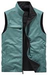 Men's Lightweight Softshell Vest Outerwear Zip Up Windproof Sleeveless Jacket for Golf Running Hiking Cycling Golf Green XXL