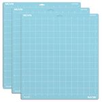 Nicapa Light Grip Cutting Mat for *Cricut Explore One/Air/Air 2/Maker (12x12 inch,3pack) Adhesive&Sticky Non-Slip Flexible Gridded Vinyl Blue Cut Mats Replacement Craft Accessories Set Mat