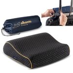 alkamto Travel Pillow - Ergonomic Neck Support Camping Memory Foam Pillow with Temperature-Regulating Pillowcase - Included Waterproof Travel Carry Bag (Black Contour)