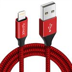 Synqe Nylon Braided USB Data Sync & 3A Fast Charging Cable Compatible for iPhones, iPad Air, iPad Mini, iPad Pro (1M, Red)