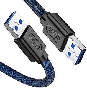 ANDTOBO Macho USB 3.0 Cable-1M, [5Gbps] Cable USB 3.0 Macho a Macho, USB a Cable Macho Doble, Para Pc, Disco Duro, Ordenador, DVD, Cámara, Macbook, reproductor de Blu-Ray, Tablet. Azul