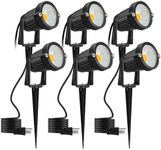 Romwish Landscape Spotlights, Outdoor Landscape Lighting for Yard, 3000K Warm White Landscaping Lights with Stake, 5W IP65 Waterproof Flag Spotlight for House Garden Lawn Decorative (6 Pack)